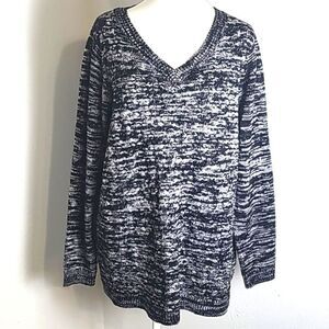 Croft & Barrow Black Tweed Pullover Sweater, Size 1X